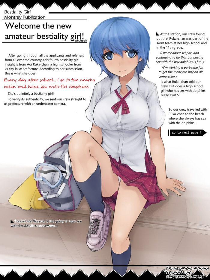Gakkou no Kaeri ni Chikaku no Umi de Iruka to Ecchi suru no ga Nikka no JK | A high school girl's daily routine is to have sex with dolphins in the nearby sea on the way home from school.