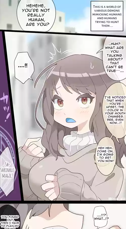 A vore manga where you are shrunk by a girl with blue mucous membranes and then swallowed whole