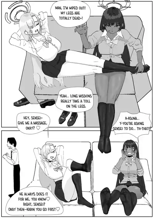 Karin & Asuna Masochist’s Cum Squeezed by Stinky Feet