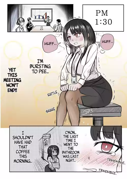 Desperate Office lady uses men's bathroom by mistake