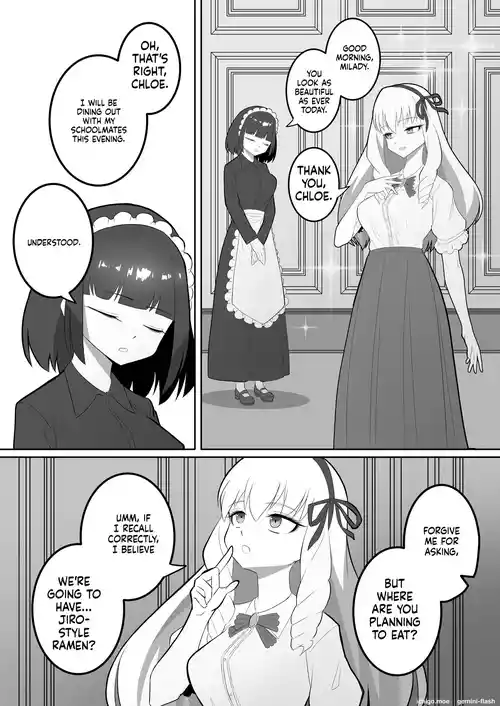 A young lady who gets really fat and her maid who goes crazy